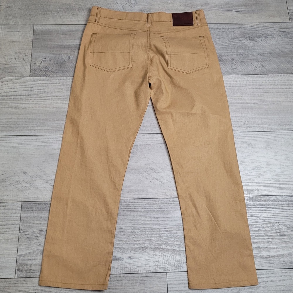 👖Gustin Pants Mens 36x29 Mustard Linen Chino Straight #21‎ Button Fly Made USA - Picture 8 of 15
